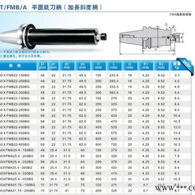 BT/FMB/A平面銑刀柄（加長斜度柄）數控刀具數控銑床加工中心刀具