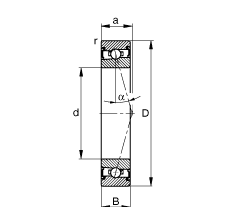 主軸軸承 HSS7007-C-T-P4S, 調節，成對安裝，接觸角 α = 15°，兩側唇密封，非接觸，加嚴公差